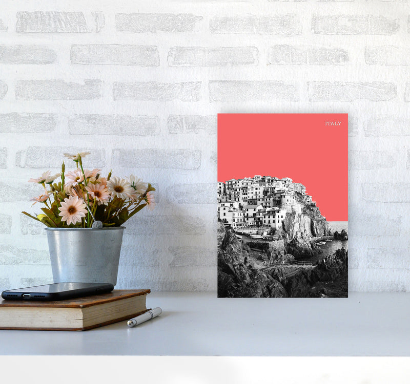 Halftone Italy Red Art Print by Jason Stanley A4 Black Frame