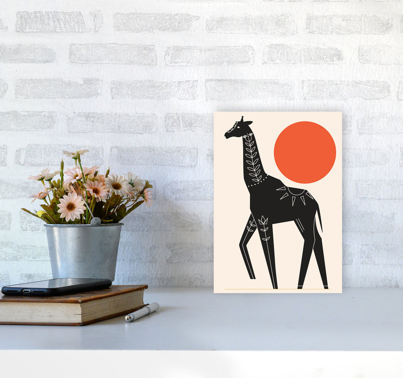 Giraffe In The Sun Art Print by Jason Stanley A4 Black Frame