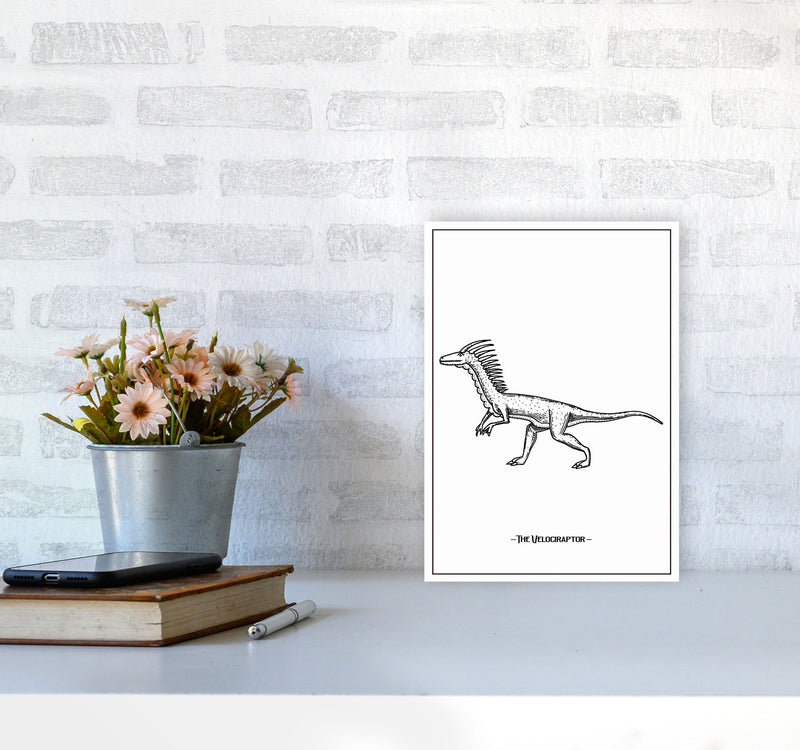 The Velociraptor Art Print by Jason Stanley A4 Black Frame