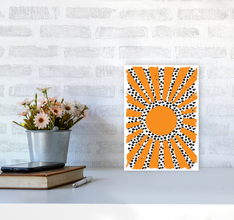 70's Inspired Sun Art Print by Jason Stanley A4 Black Frame