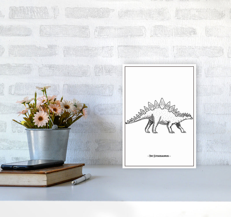 The Stegosaurus Art Print by Jason Stanley A4 Black Frame