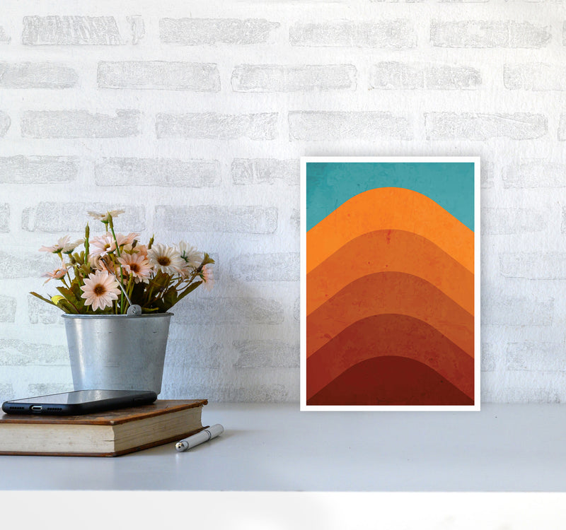 Orange Mountain Art Print by Jason Stanley A4 Black Frame