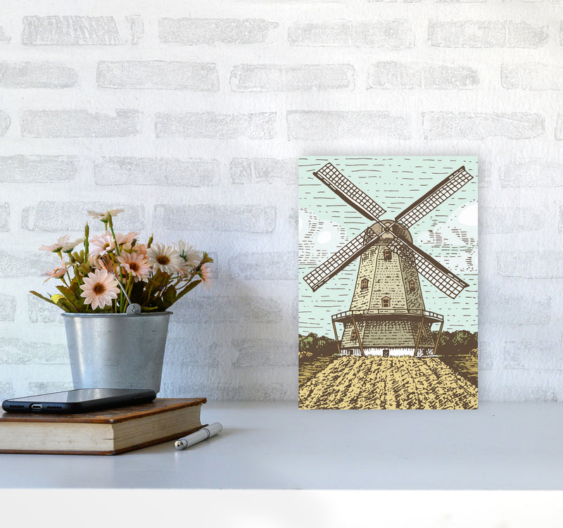 Vintage Windmill Art Print by Jason Stanley A4 Black Frame