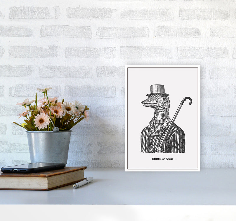 Gentlemen Snake Art Print by Jason Stanley A4 Black Frame