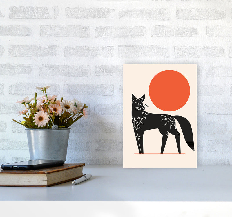 Fox And The Sun Art Print by Jason Stanley A4 Black Frame