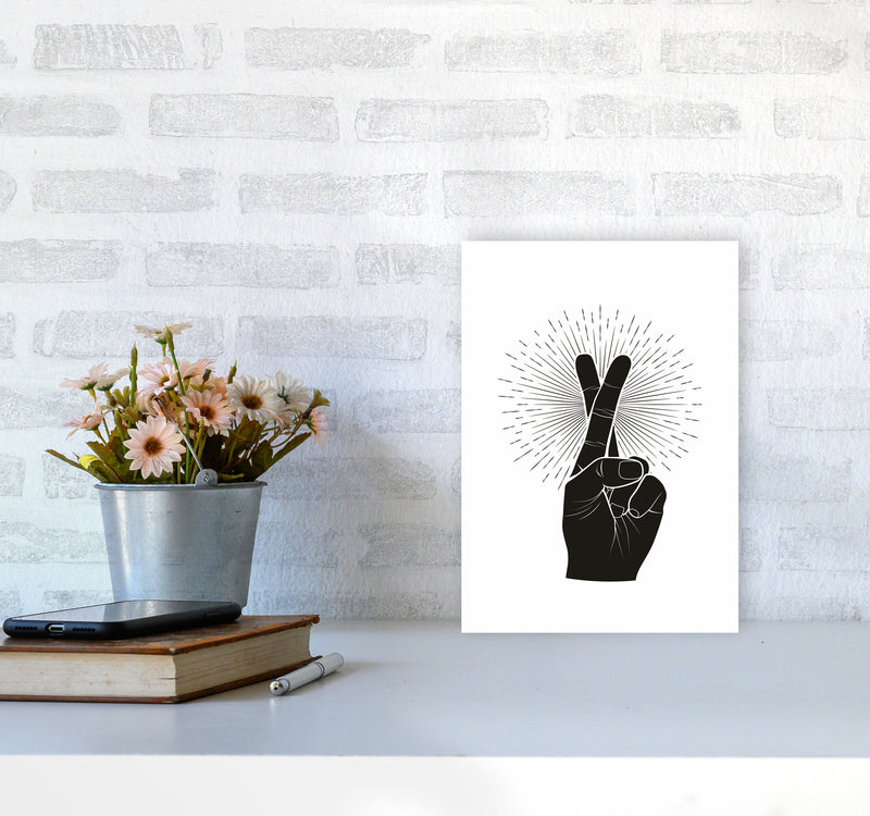 Fingers Crossed Art Print by Jason Stanley A4 Black Frame