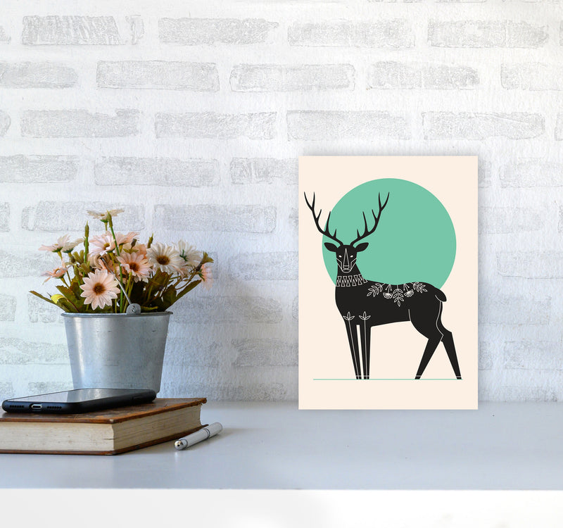 Moonlight Deer Art Print by Jason Stanley A4 Black Frame