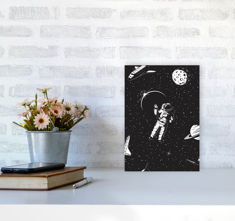 Hello Spaceman Art Print by Jason Stanley A4 Black Frame
