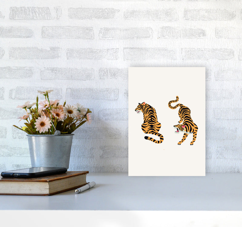 The Two Tigers Art Print by Jason Stanley A4 Black Frame