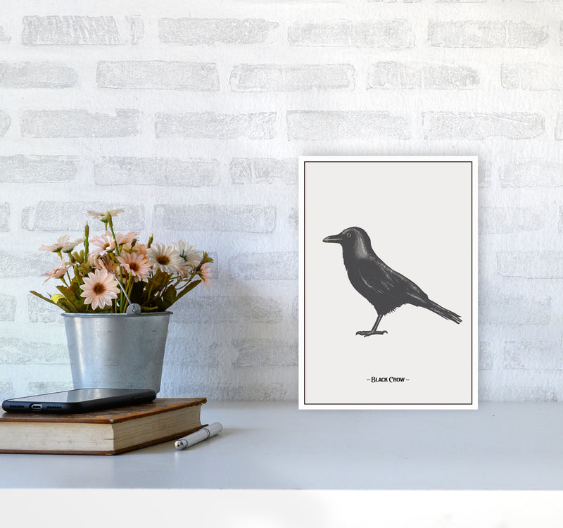 The Black Crow Art Print by Jason Stanley A4 Black Frame