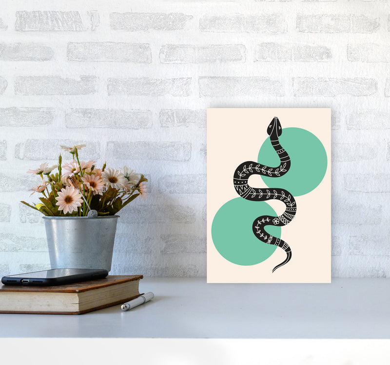 Abstract Snake Art Print by Jason Stanley A4 Black Frame