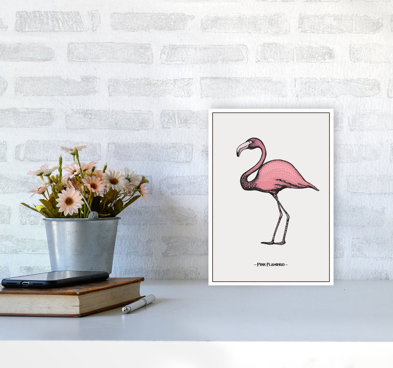 Pink Flamingo Art Print by Jason Stanley A4 Black Frame