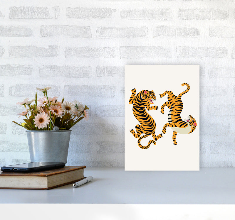Two Tigers Art Print by Jason Stanley A4 Black Frame