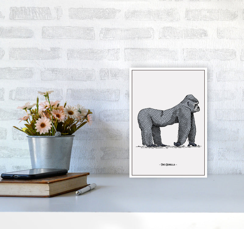 The Gorilla Art Print by Jason Stanley A4 Black Frame