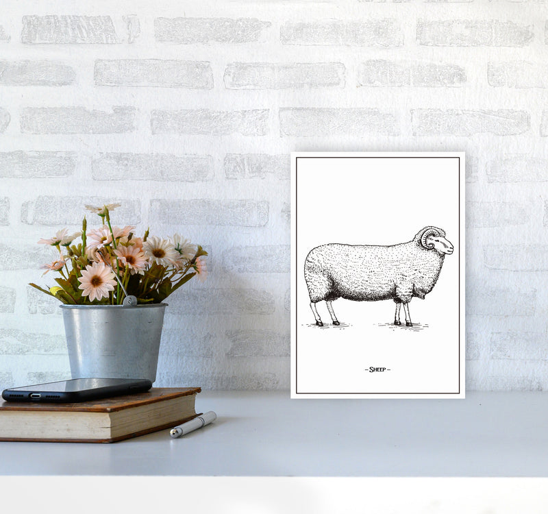 Sheep Art Print by Jason Stanley A4 Black Frame