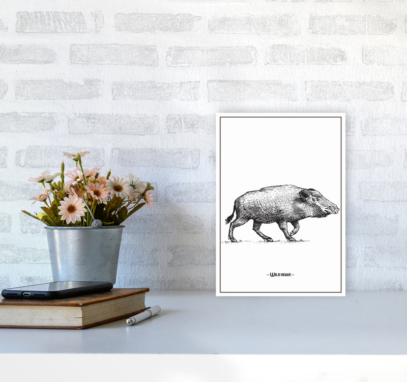 Wild Boar Art Print by Jason Stanley A4 Black Frame