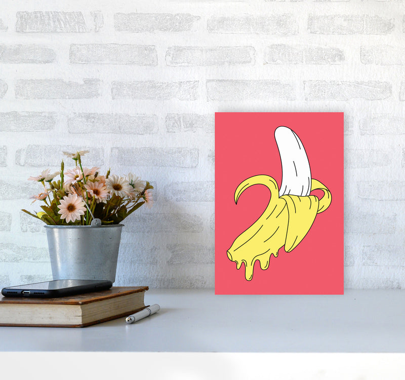 Melting Pink Banana Art Print by Jason Stanley A4 Black Frame