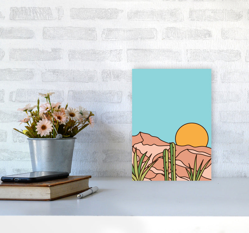 Minimal Desert Sunset Art Print by Jason Stanley A4 Black Frame