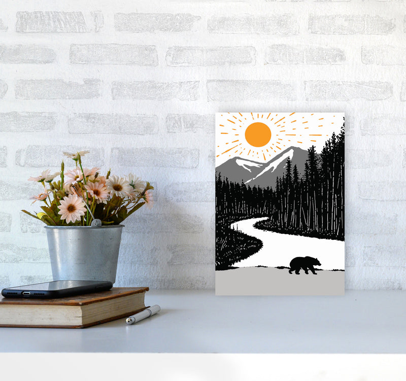 Bear By The River Art Print by Jason Stanley A4 Black Frame