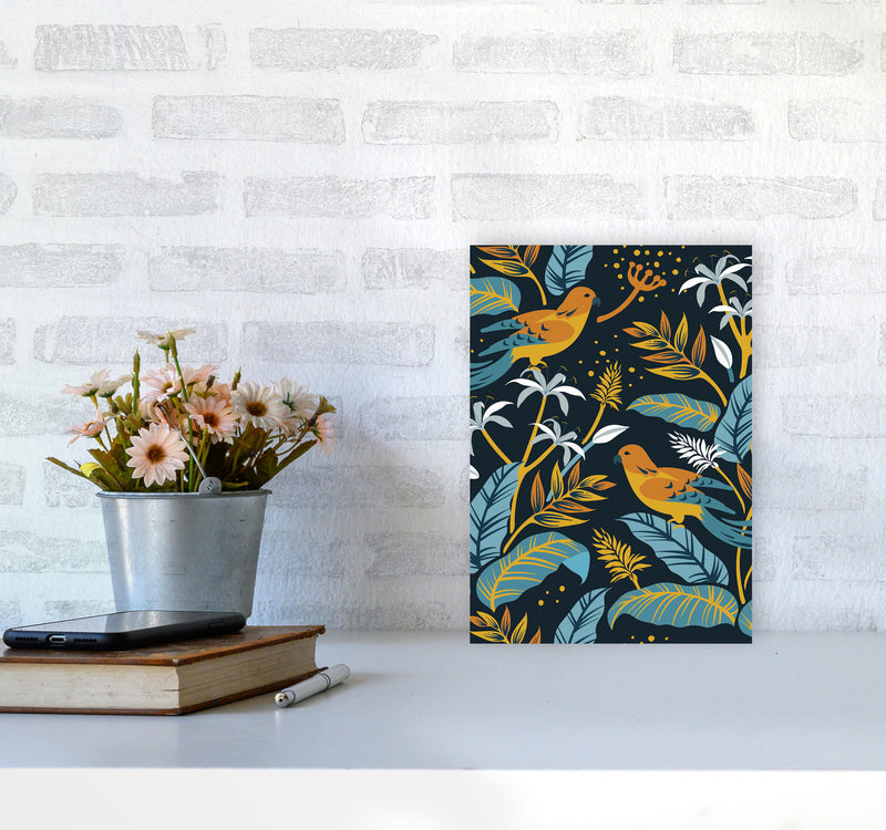 Birds And Plants Art Print by Jason Stanley A4 Black Frame