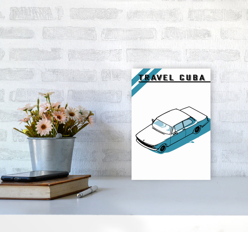 Travel Cuba Blue Car Art Print by Jason Stanley A4 Black Frame