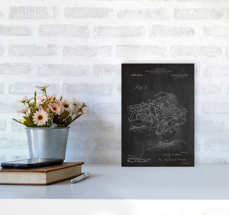 Motorcycle With Side Cart Patent Art Print by Jason Stanley A4 Black Frame