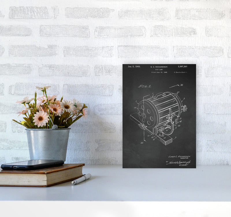 Cinema Spot Light Patent-Chalkboard Art Print by Jason Stanley A4 Black Frame