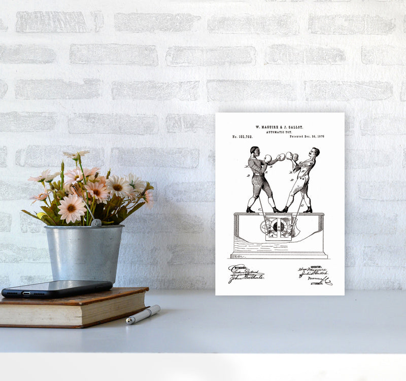 Automatic Boxing Toy Patent Art Print by Jason Stanley A4 Black Frame