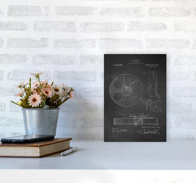 Film Reel Patent 2-Chalkboard Art Print by Jason Stanley A4 Black Frame