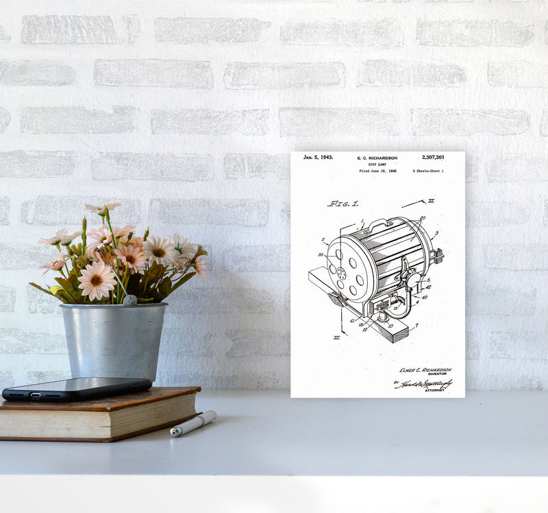 Cinema Spot Light Patent Art Print by Jason Stanley A4 Black Frame