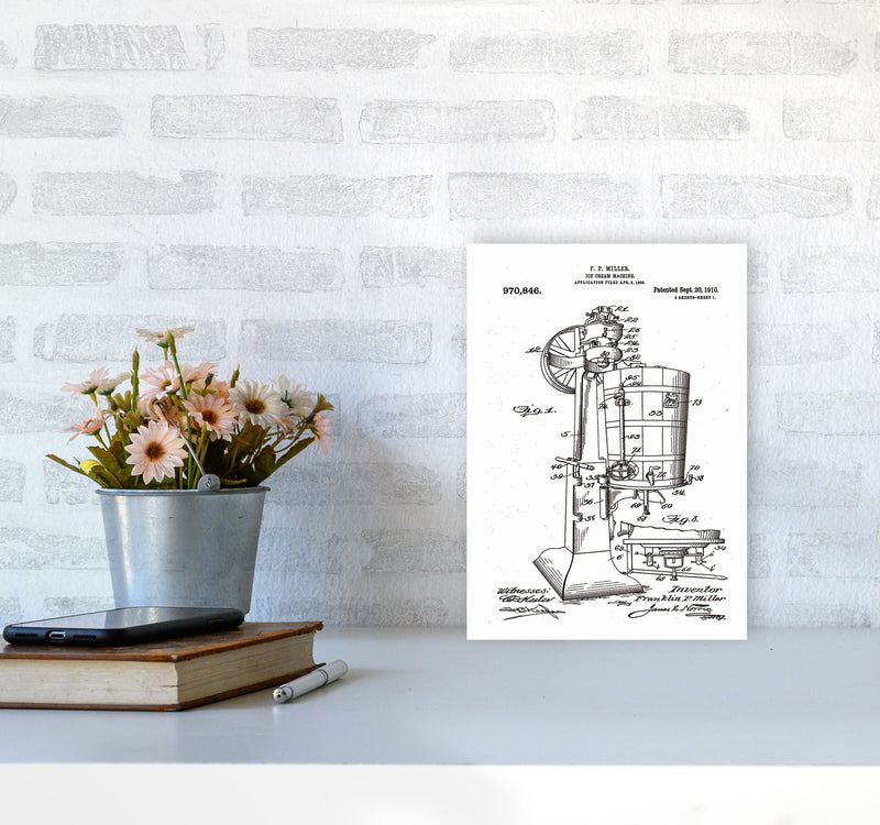 Ice Cream Machine Patent Art Print by Jason Stanley A4 Black Frame