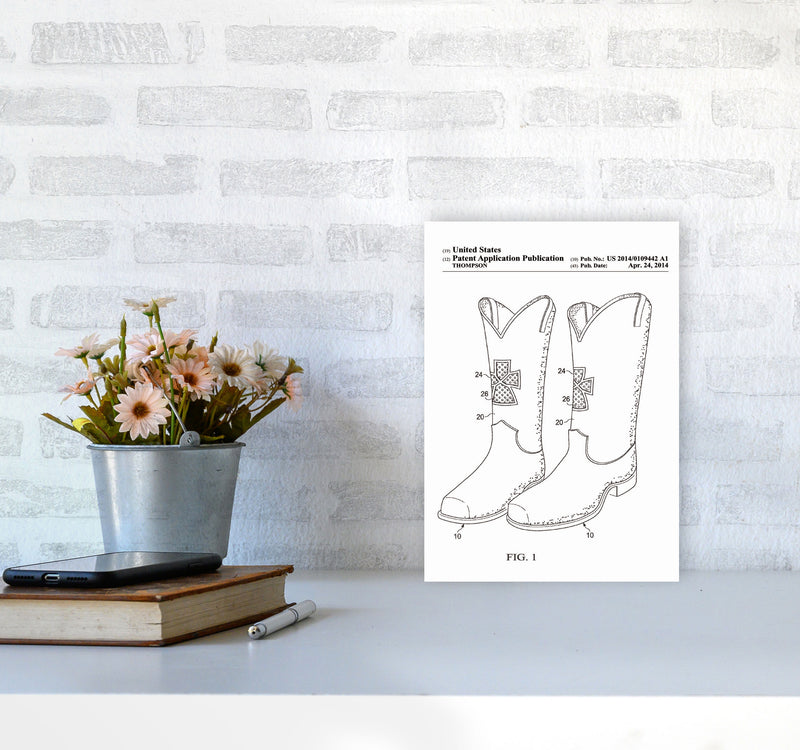 Cowboy Boots Patent Art Print by Jason Stanley A4 Black Frame