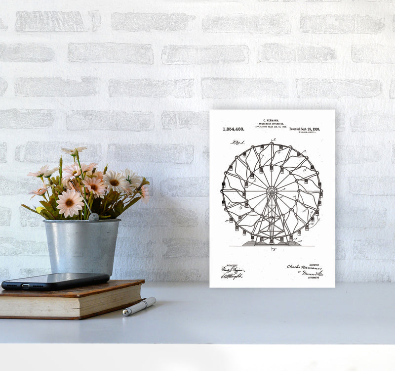 Ferris Wheel Patent Art Print by Jason Stanley A4 Black Frame