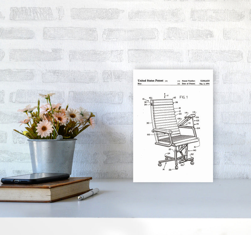 Desk Chair Patent Art Print by Jason Stanley A4 Black Frame