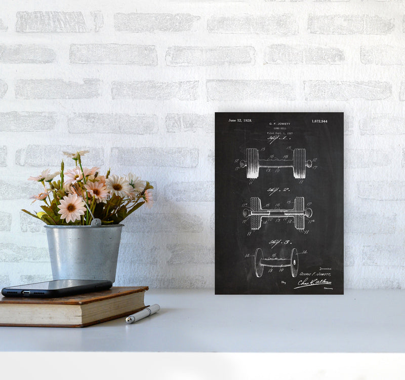 Dumbbell Patent Art Print by Jason Stanley A4 Black Frame