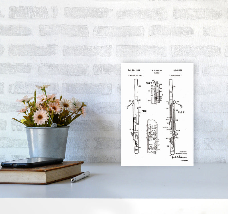 Bassoon Patent Art Print by Jason Stanley A4 Black Frame