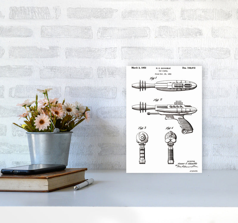 Ray Gun Patent Art Print by Jason Stanley A4 Black Frame