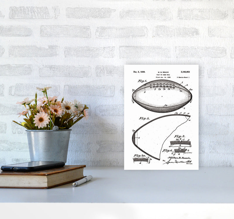 Football Patent Art Print by Jason Stanley A4 Black Frame