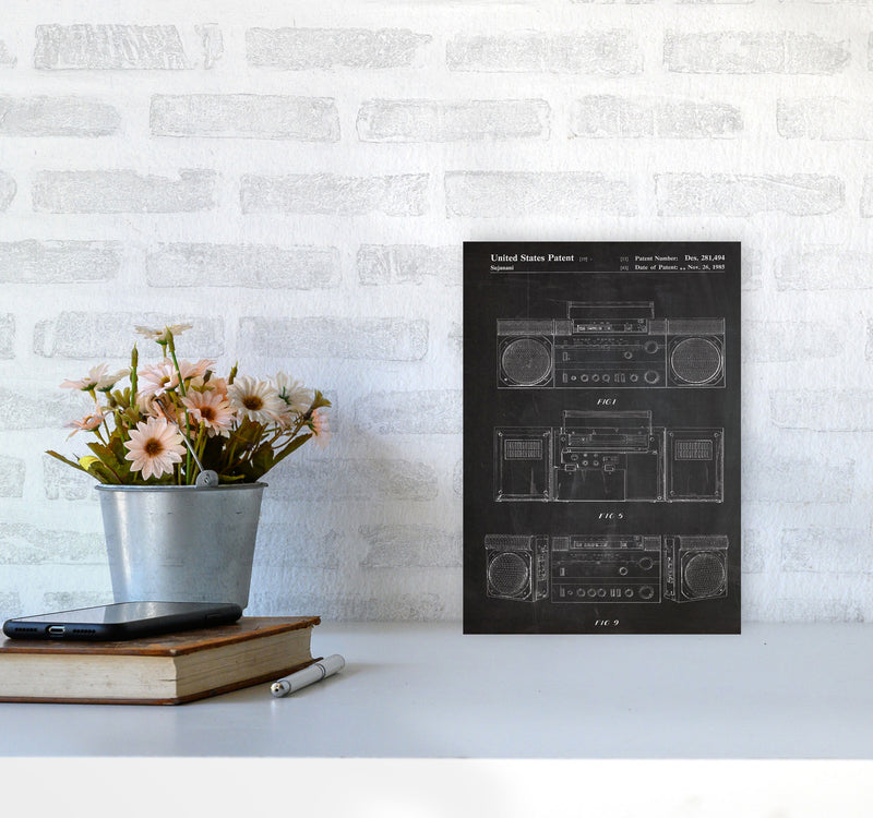 Boombox Patent Art Print by Jason Stanley A4 Black Frame