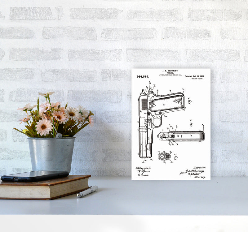 Gun Patent Art Print by Jason Stanley A4 Black Frame