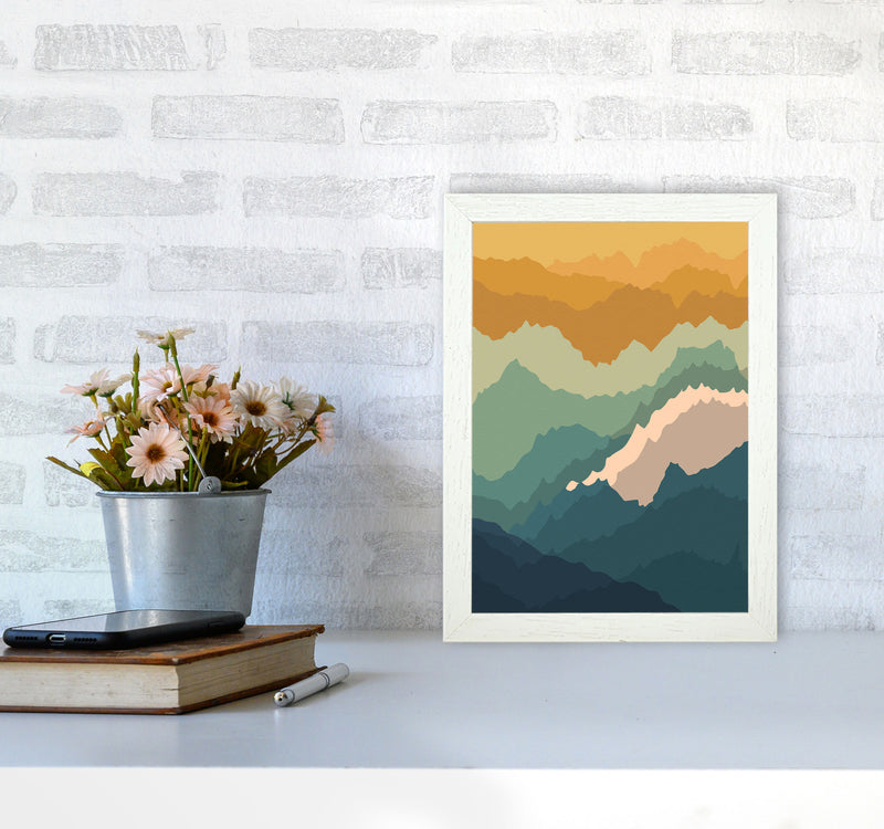 Japanese Mountain Topography Art Print by Jason Stanley A4 Oak Frame