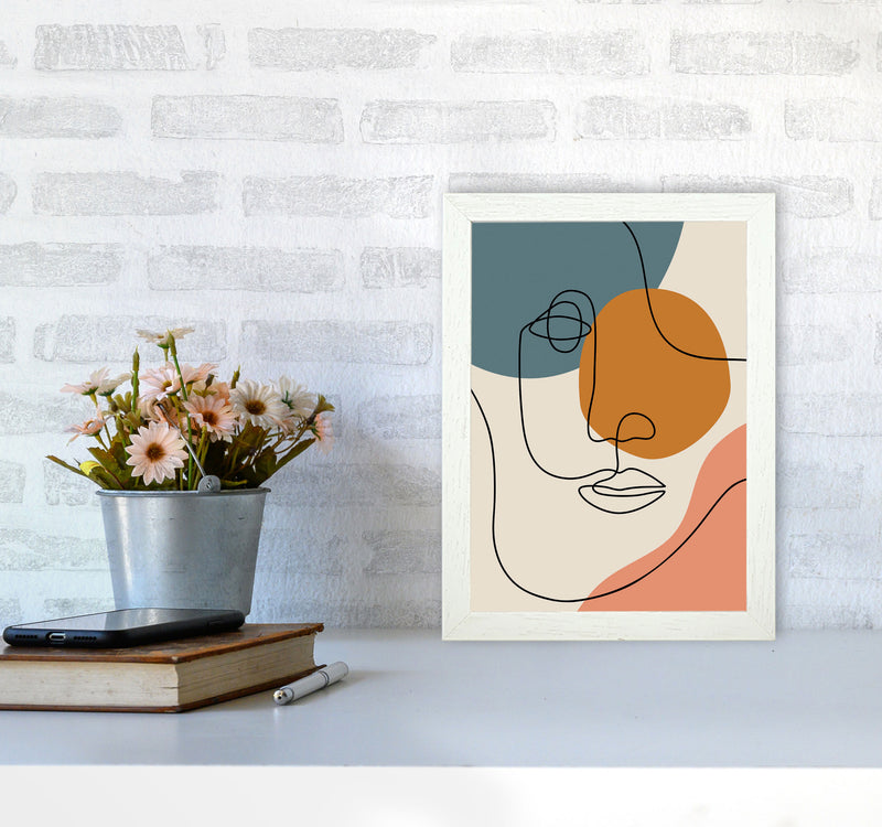 Abstract Face Line Drawing Art Print by Jason Stanley A4 Oak Frame