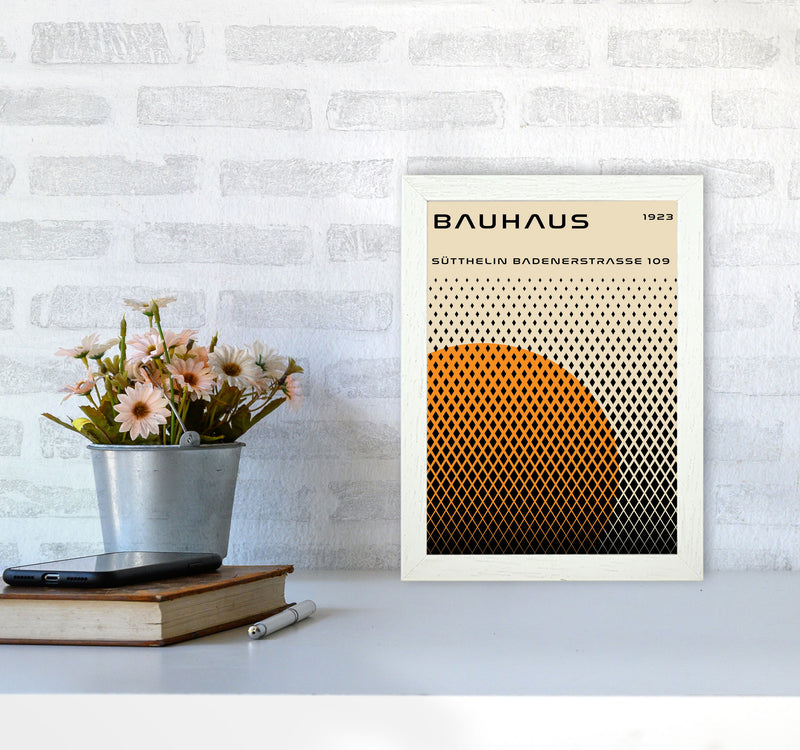 Bauhaus Geometric Yellow Art Print by Jason Stanley A4 Oak Frame