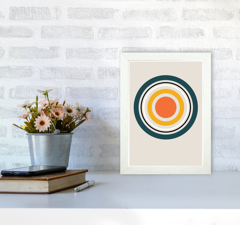 Retro Geometric Circle 3 Art Print by Jason Stanley A4 Oak Frame