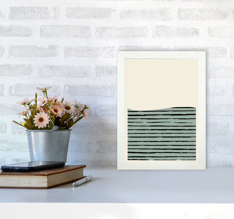 Green Minimal Midcentury Art Print by Jason Stanley A4 Oak Frame