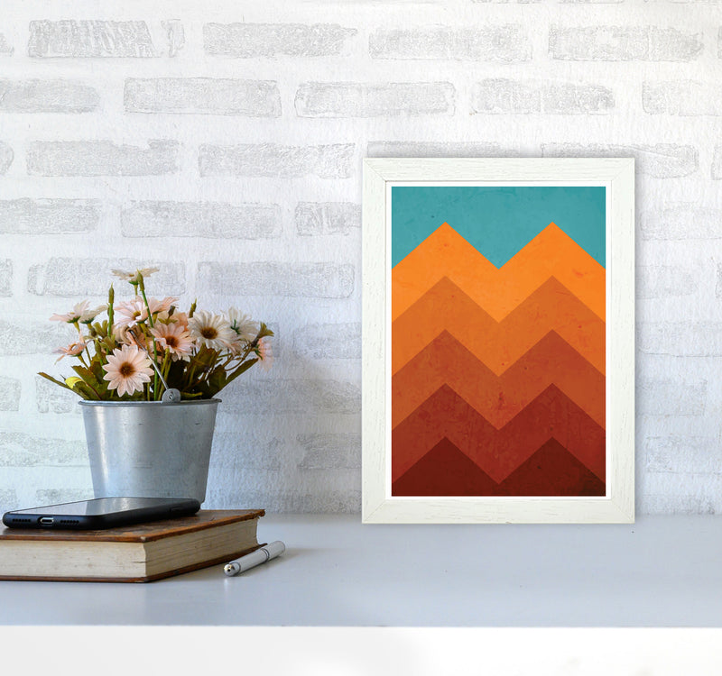 Abstract Orange Mountain Art Print by Jason Stanley A4 Oak Frame