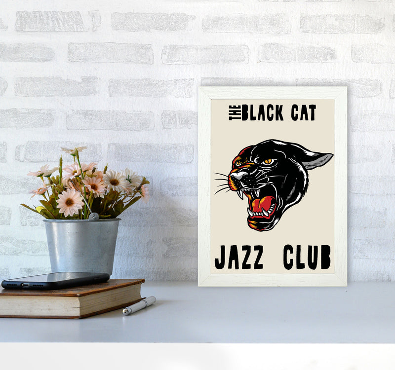 The Black Cat Jazz Club Art Print by Jason Stanley A4 Oak Frame