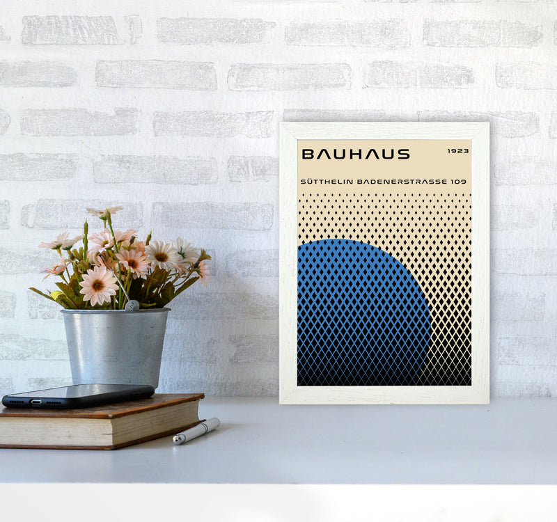 Bauhaus Geometric Blue Art Print by Jason Stanley A4 Oak Frame