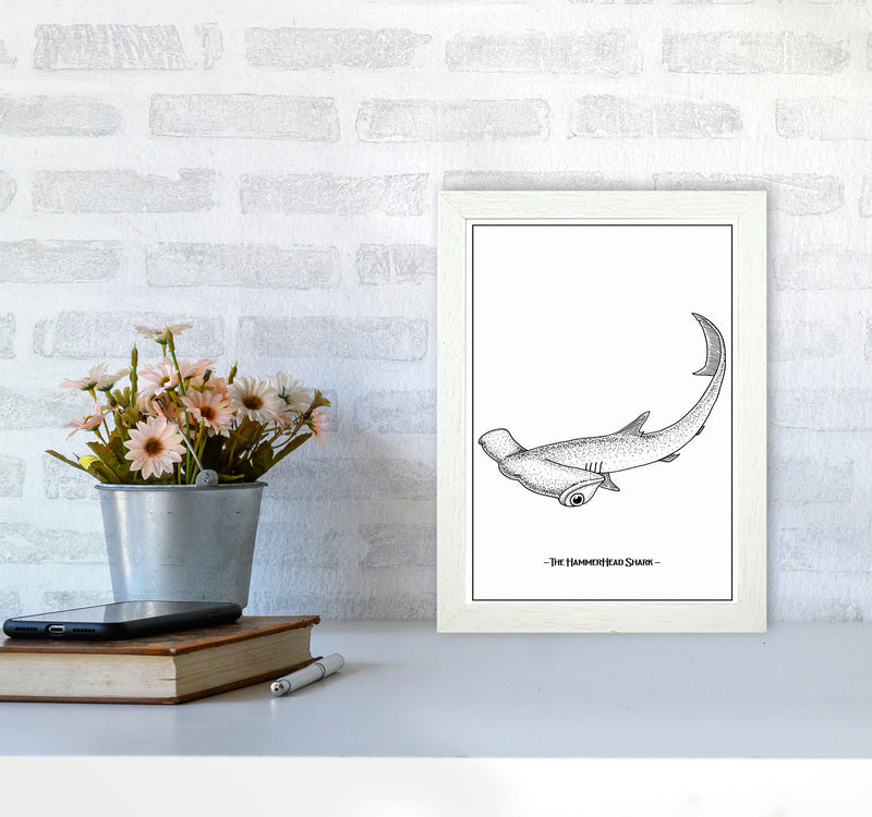 The Hammerhead Shark Art Print by Jason Stanley A4 Oak Frame