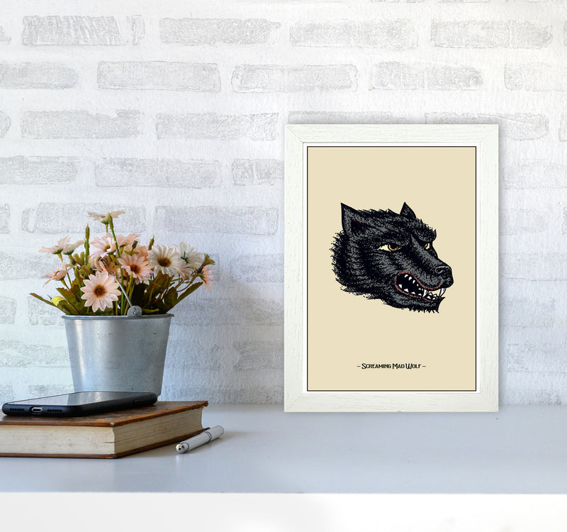 Screaming Mad Wolf Art Print by Jason Stanley A4 Oak Frame